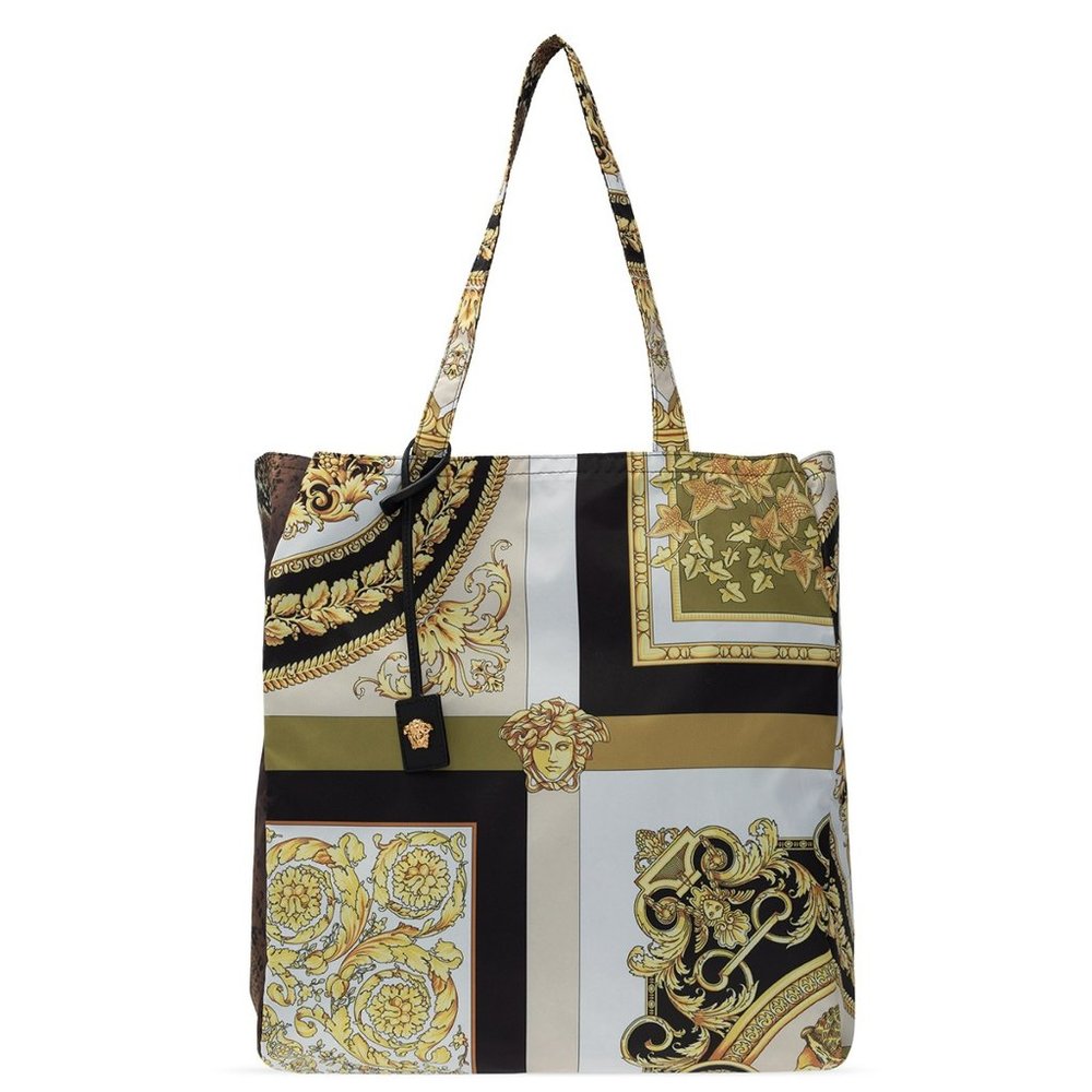 NEW Versace Multicolor Barocco Medusa Head Logo Shopper Tote Bag